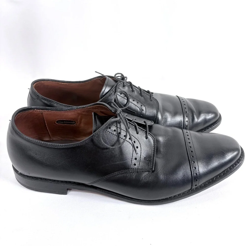 Allen Edmonds Clifton Blucher Black Leather Cap Toe Dress Shoes 3308 Mens 13 B